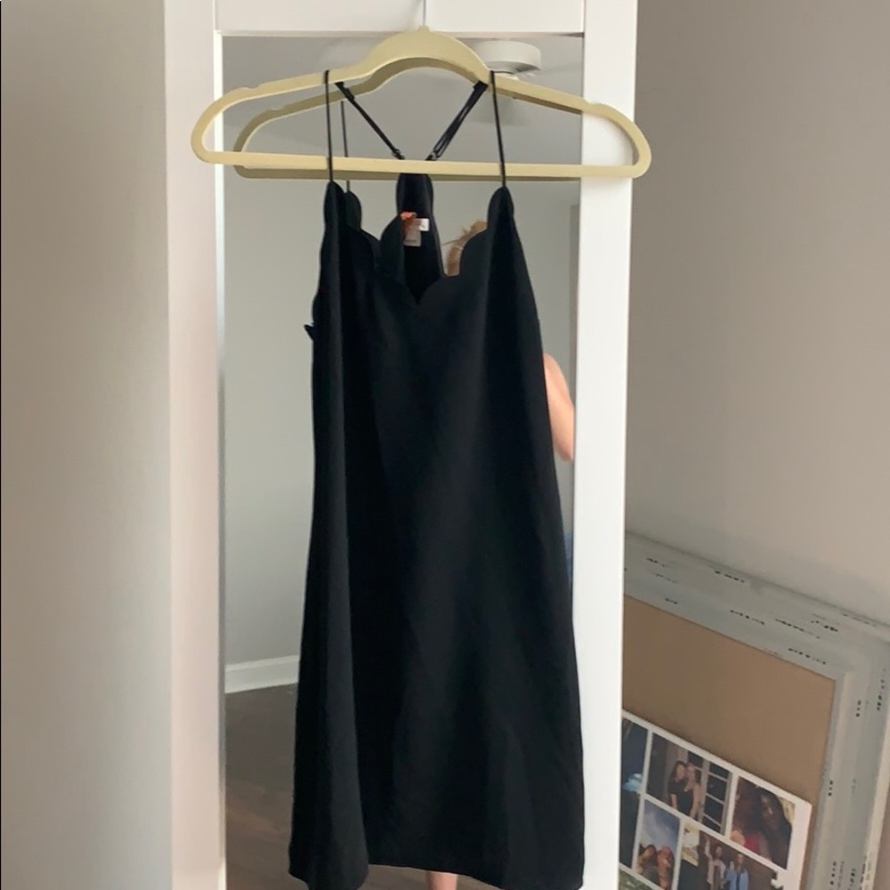 j crew black scalloped dress